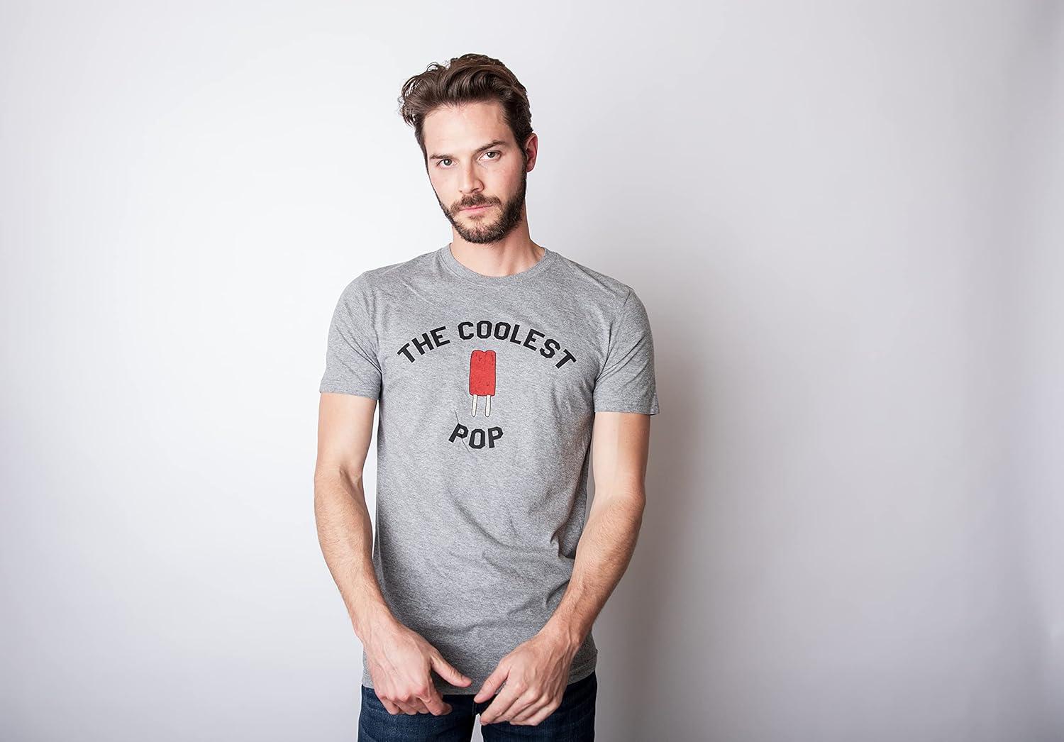 imageCrazy Dog Mens T Shirt Coolest Pop Funny Fathers Day Shirt Cool Dad Joke TeeDark Heather Grey Coolest Pop
