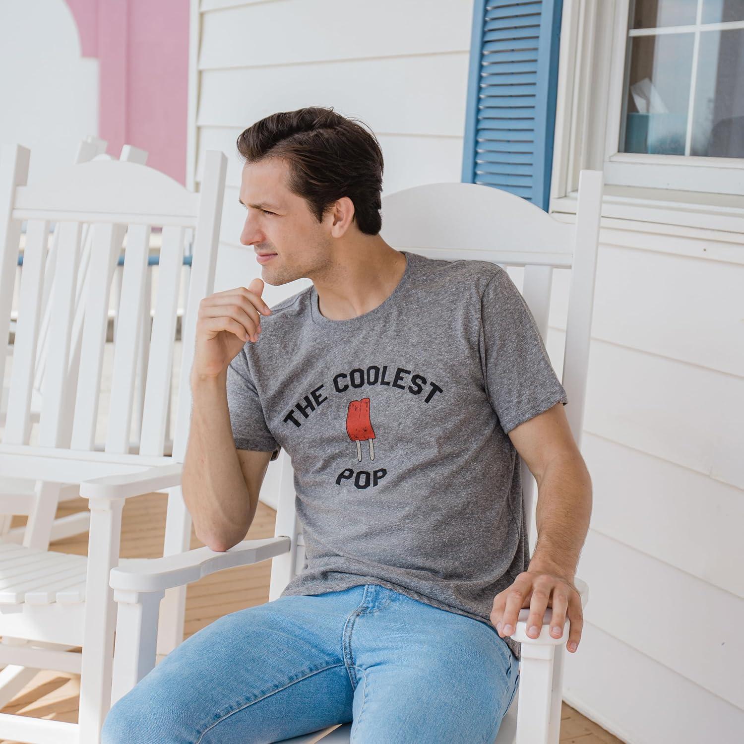imageCrazy Dog Mens T Shirt Coolest Pop Funny Fathers Day Shirt Cool Dad Joke TeeDark Heather Grey Coolest Pop