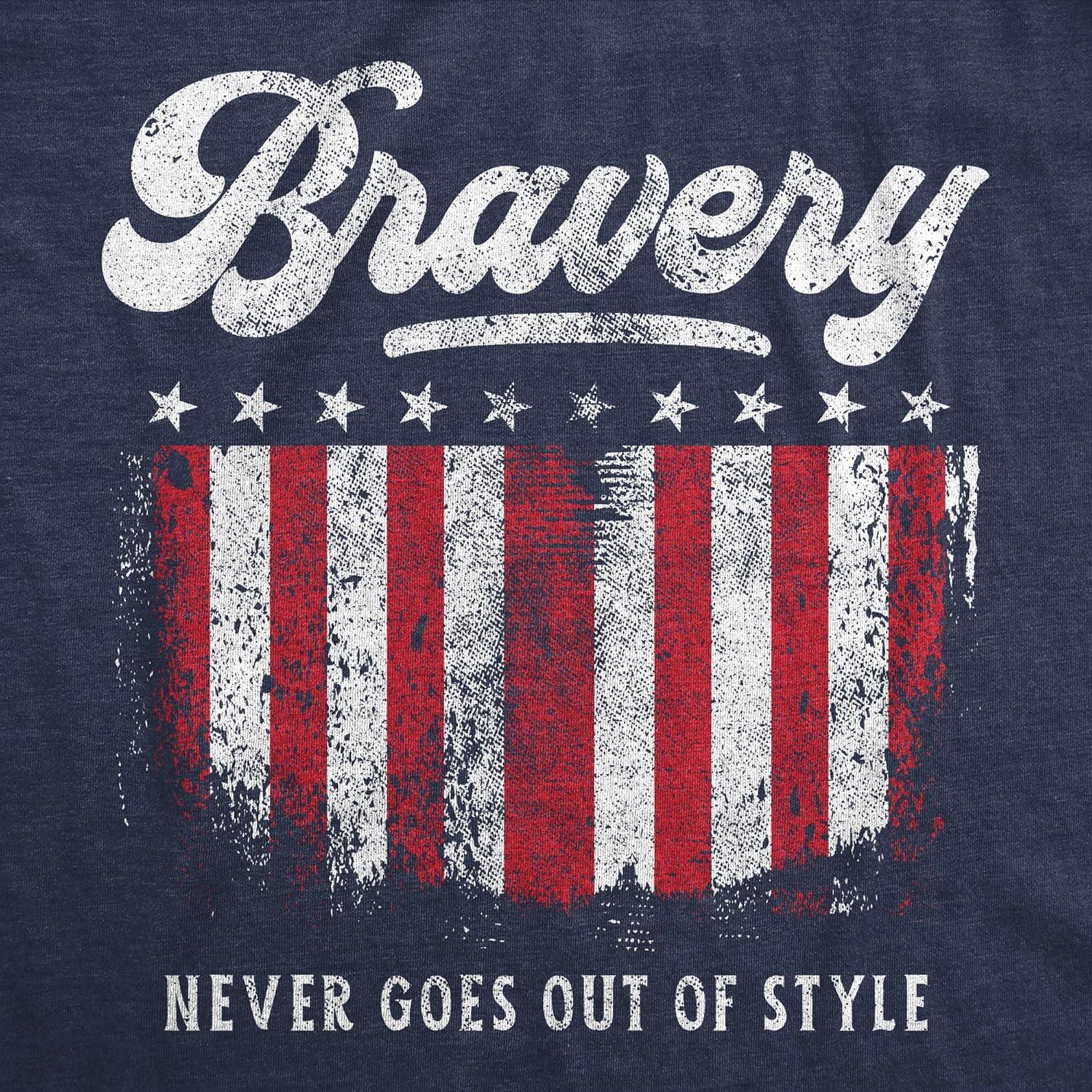 imageCrazy Dog TShirts Mens Bravery Never Goes Out of Style T Shirt Cool Heroes American Military TeeHeather Navy