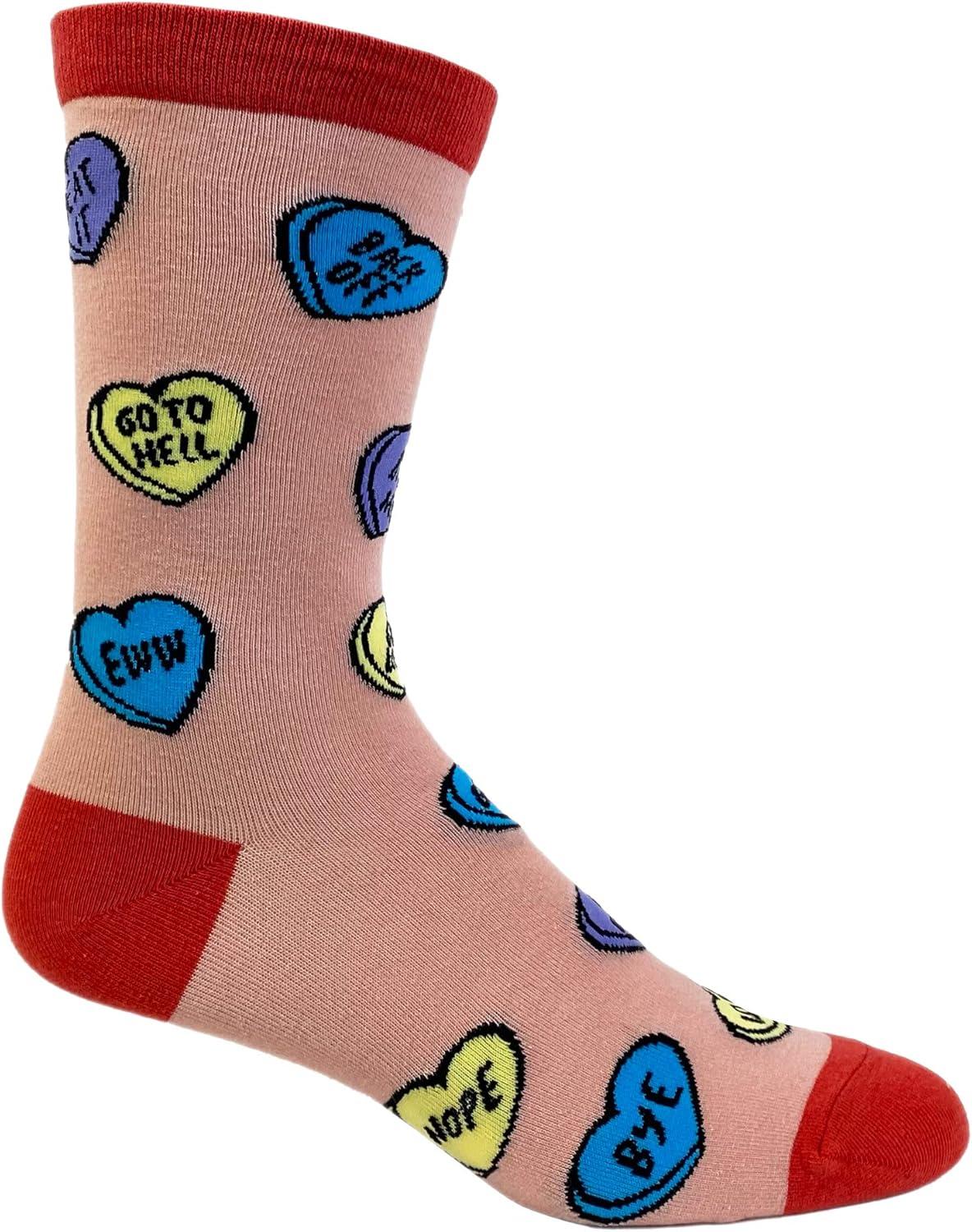 imageCrazy Dog TShirts Womens Offensive Candy Heart Socks Funny Valentines Day Insult Graphic Novelty Footwear