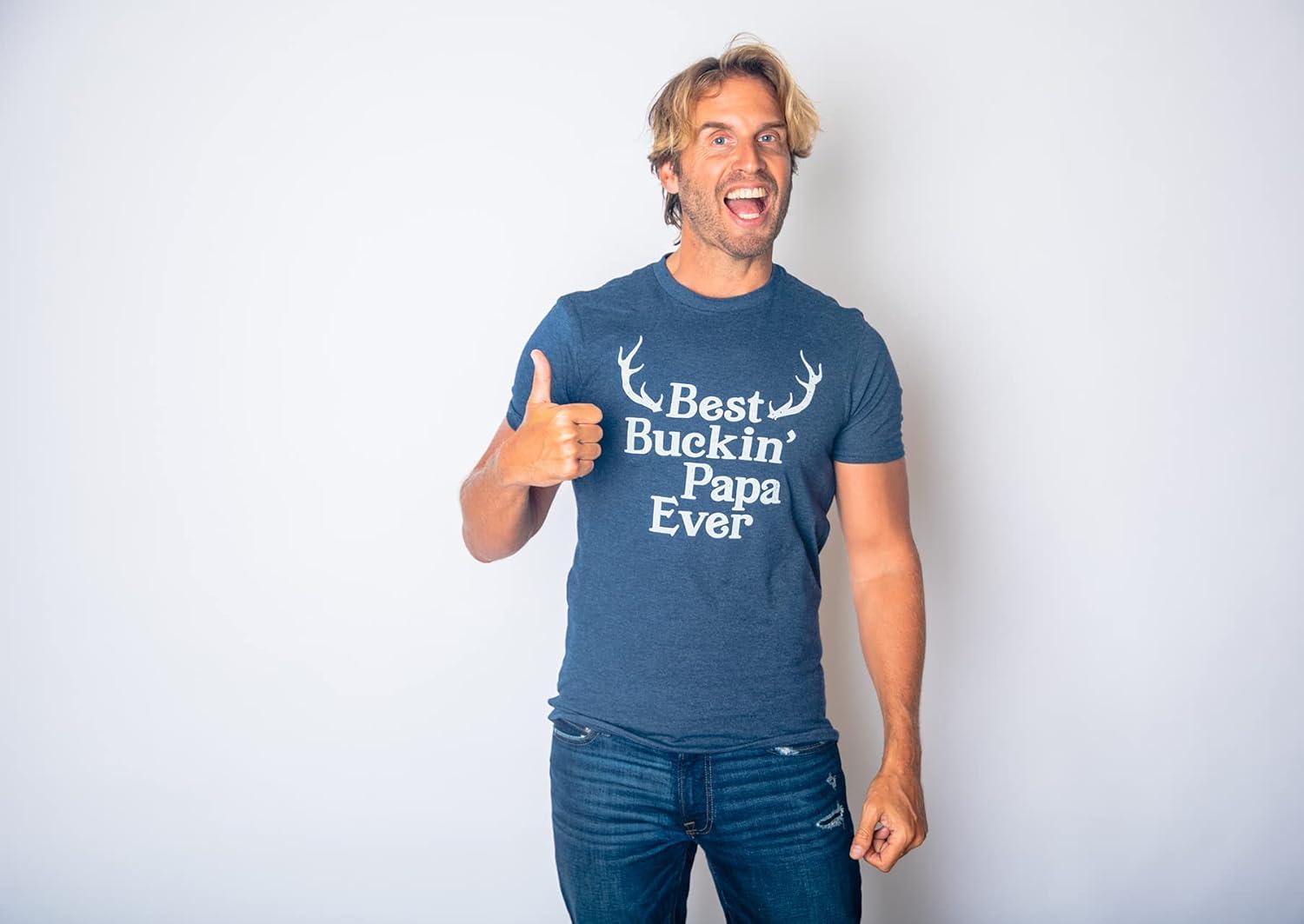 imageFunny Animal Dad T Shirts The Best Bucking Papa Bear Tees for DadasaurusHeather Navy Buckin Papa