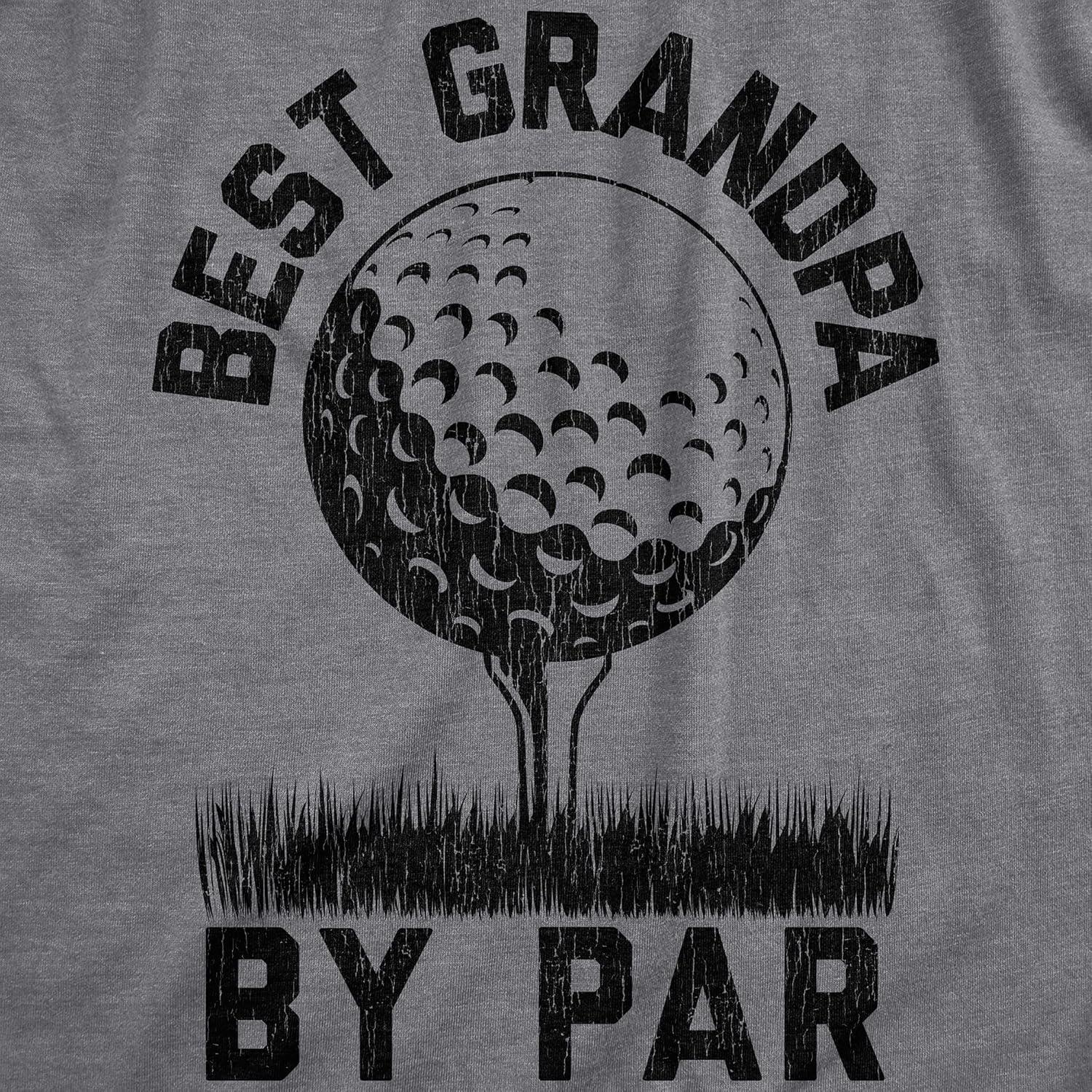 imageFunny Mens Golfing T Shirts Best Dad by Par and Other Graphic Golf Tees for DadsDark Heather Grey Grandpa By Par