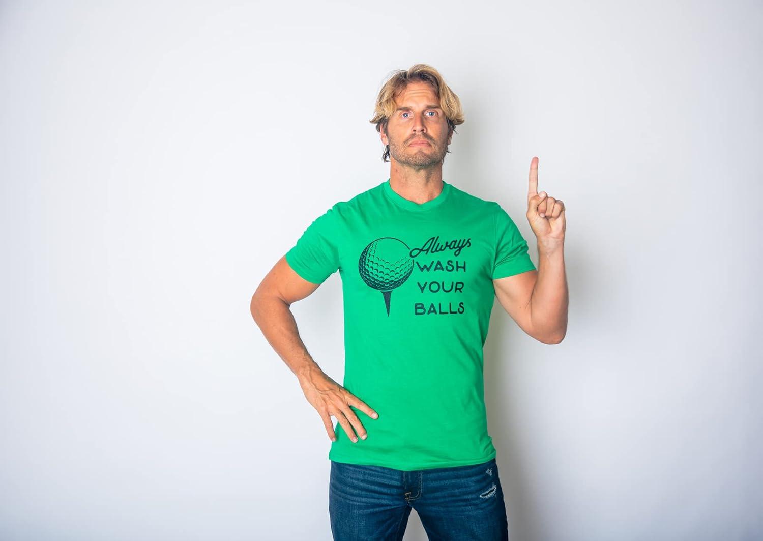 imageFunny Mens Golfing T Shirts Best Dad by Par and Other Graphic Golf Tees for DadsHeather Green Wash Your Balls