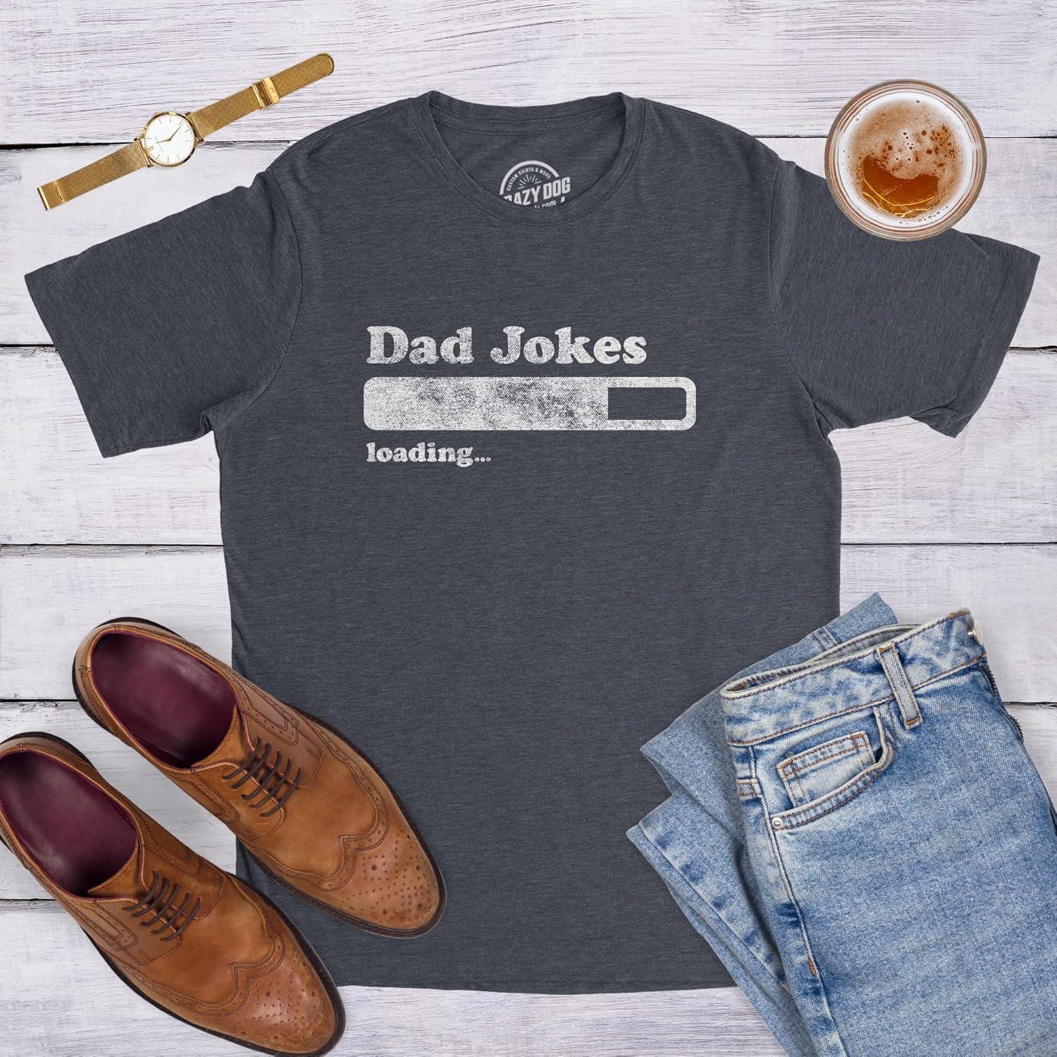 imageMens Dad Jokes Loading T Shirt Funny Fathers Day Papa Novelty Graphic TeeHeather Navy