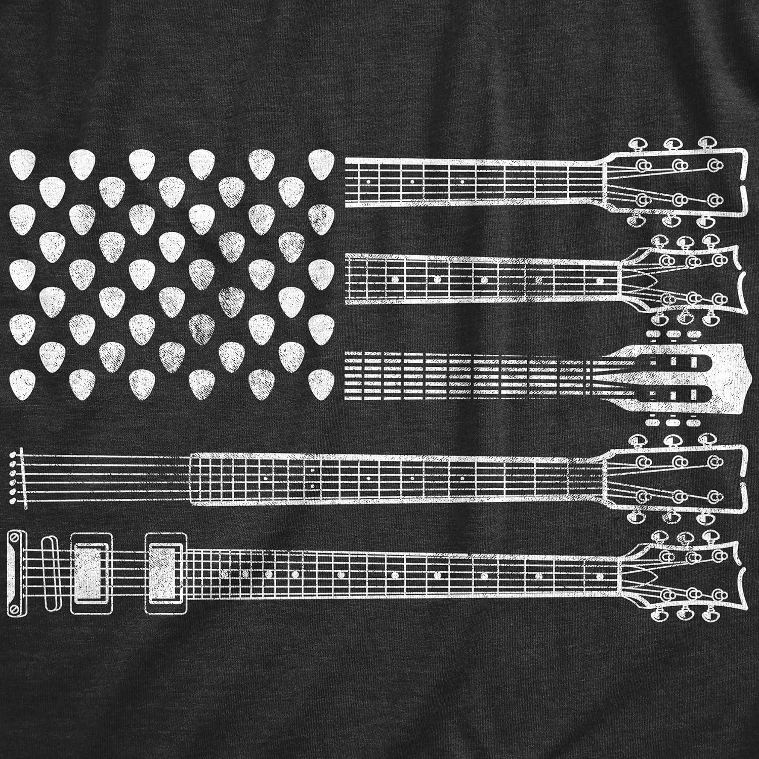 imageMens Guitar Flag T Shirt Cool Rock and Roll American Musician Flag Graphic Novelty TeeHeather Black