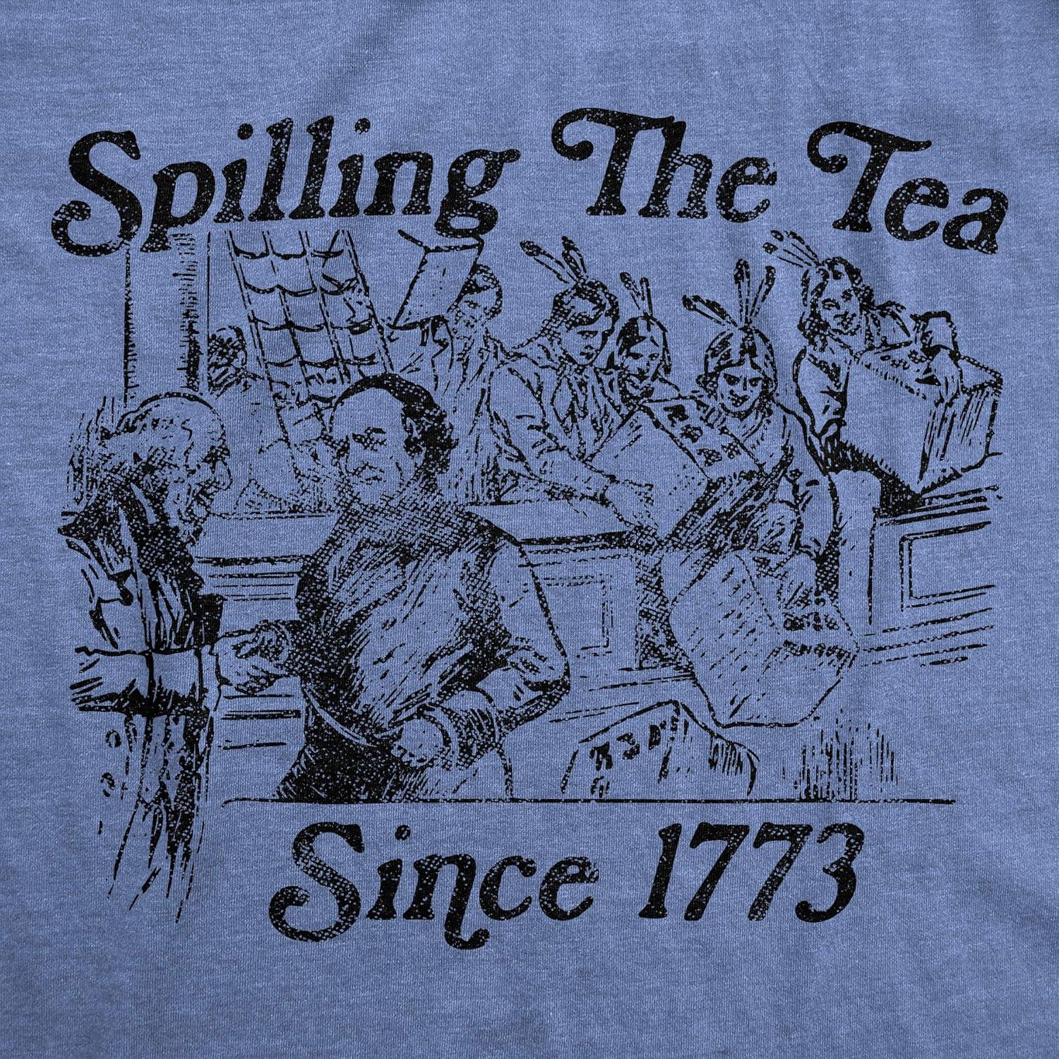 imageMens Spilling The Tea Since 1773 T Shirt Funny US History Boston Tee Party Graphic TeeLight Heather Blue