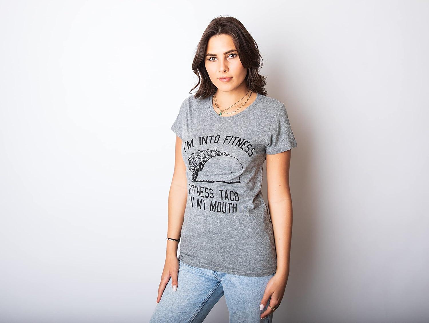 imageWomens Fitness Taco Funny Gym T Shirt Cool Humor Graphic Muscle Tee for LadiesRed