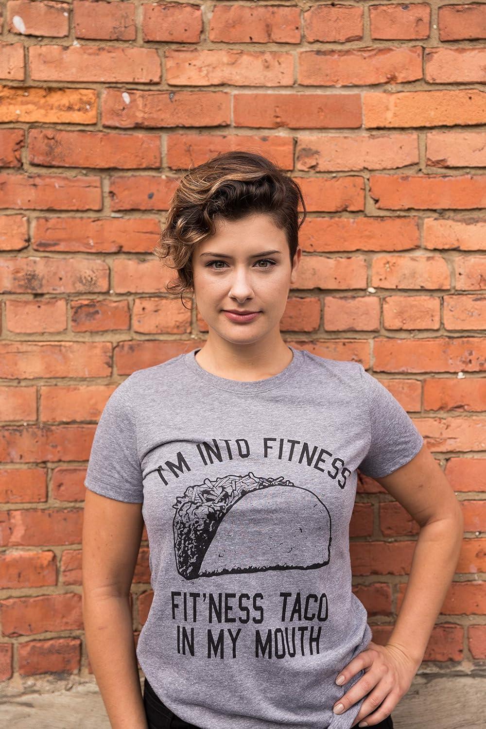 imageWomens Fitness Taco Funny Gym T Shirt Cool Humor Graphic Muscle Tee for LadiesRed