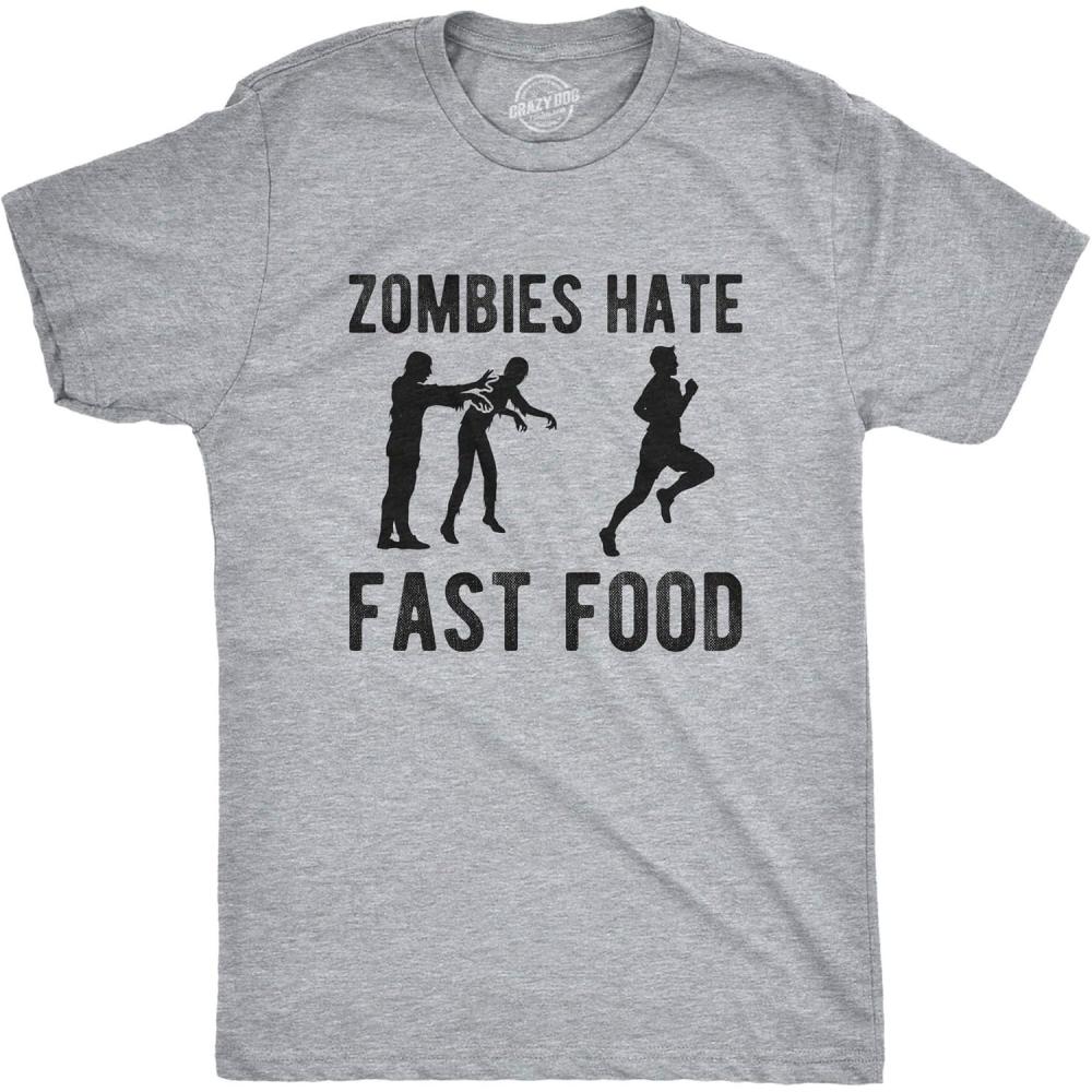 imageCrazy Dog Mens Sarcastic Humor T Shirts Funny Graphic Novelty Tees for GuysLight Heather Grey Fast Food