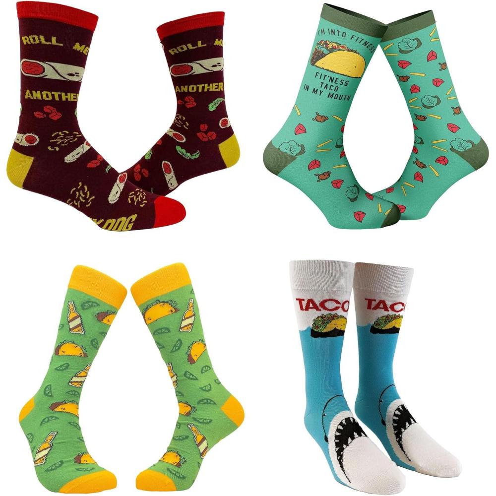 imageCrazy Dog TShirts Mens Funny Taco Socks With Awesome Graphics for MenTaco 4 Pack