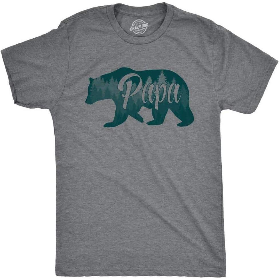 imageFunny Animal Dad T Shirts The Best Bucking Papa Bear Tees for DadasaurusDark Heather Grey Trees