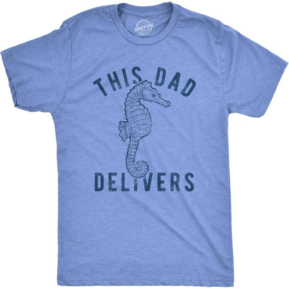 imageFunny Animal Dad T Shirts The Best Bucking Papa Bear Tees for DadasaurusHeather Light Blue Dad Delivers