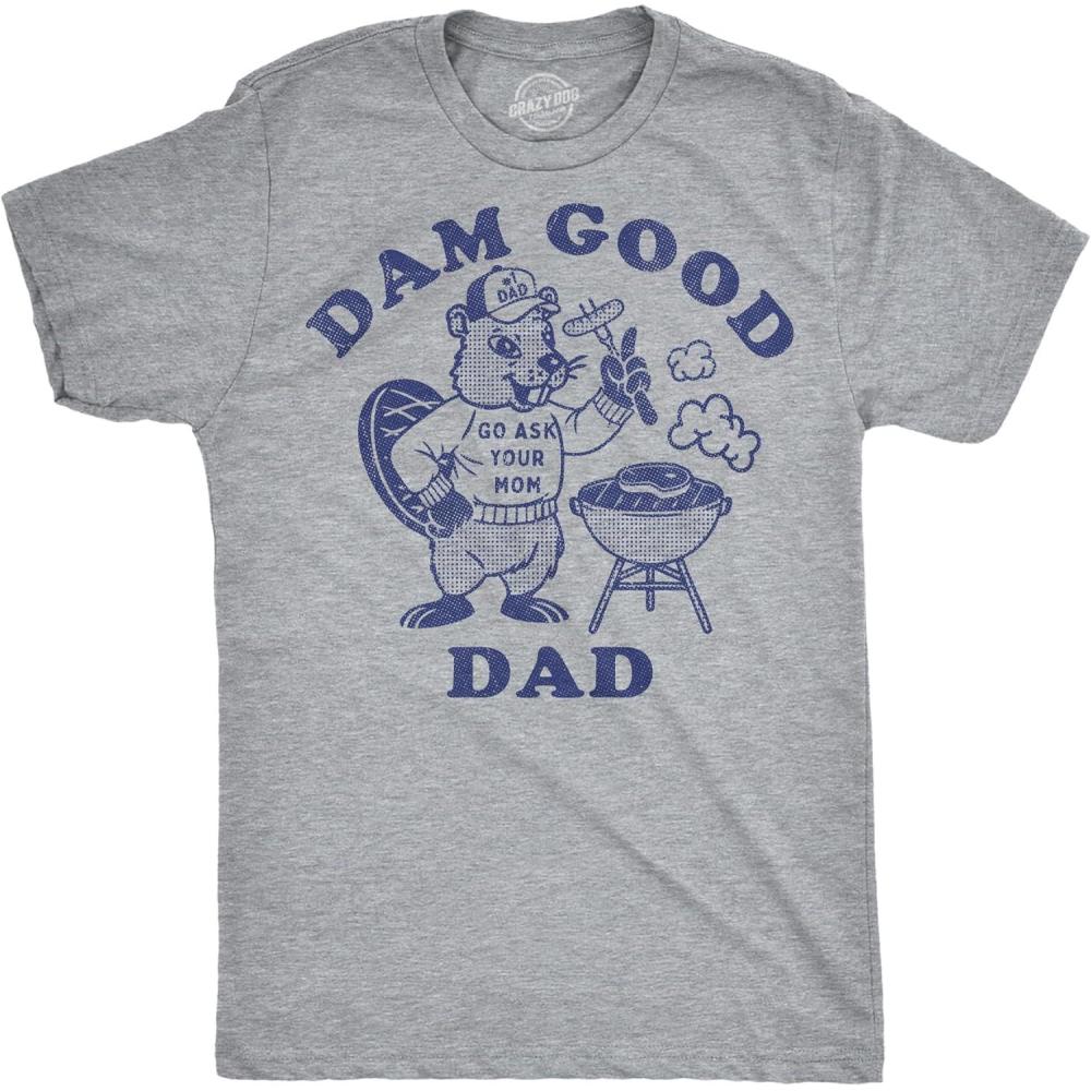 imageFunny Animal Dad T Shirts The Best Bucking Papa Bear Tees for DadasaurusLight Heather Grey Dam Good Dad