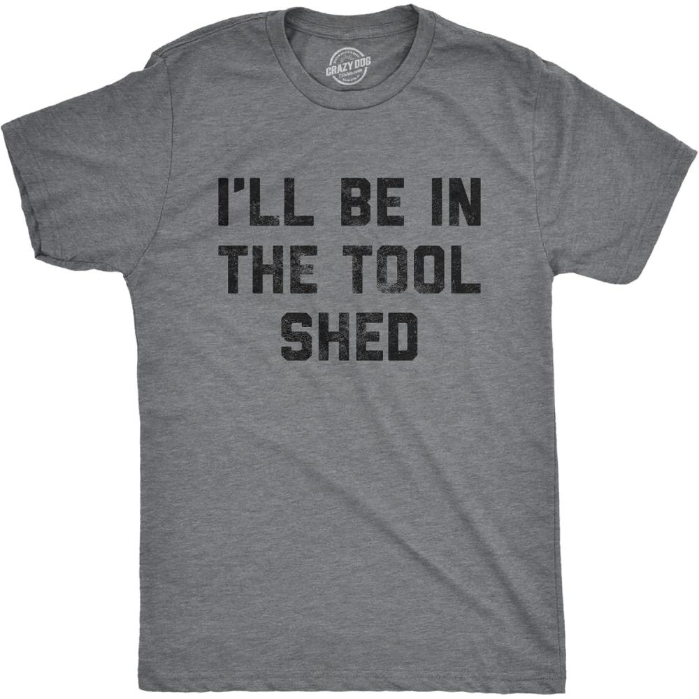 imageFunny Dad Shirts for Handyman Lawn and Garage Tees for Fathers Day Mechanic Shirts for DadsDark Heather Grey Toolshed