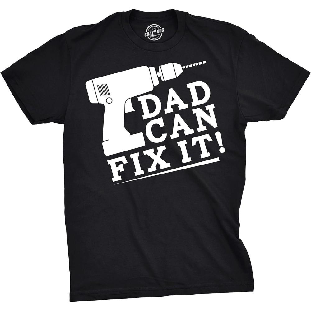 imageFunny Dad Shirts for Handyman Lawn and Garage Tees for Fathers Day Mechanic Shirts for DadsHeather Black Dad Can Fix