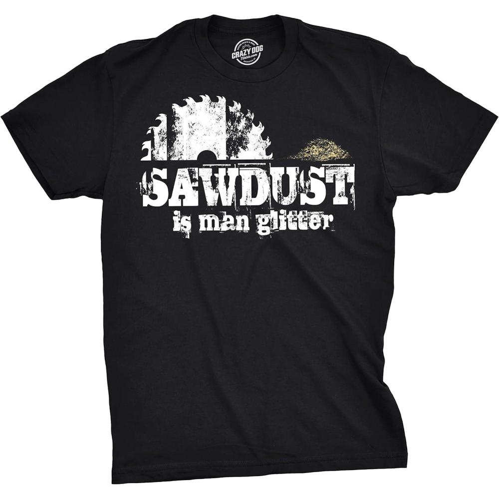 imageFunny Dad Shirts for Handyman Lawn and Garage Tees for Fathers Day Mechanic Shirts for DadsHeather Black Sawdust Glitter