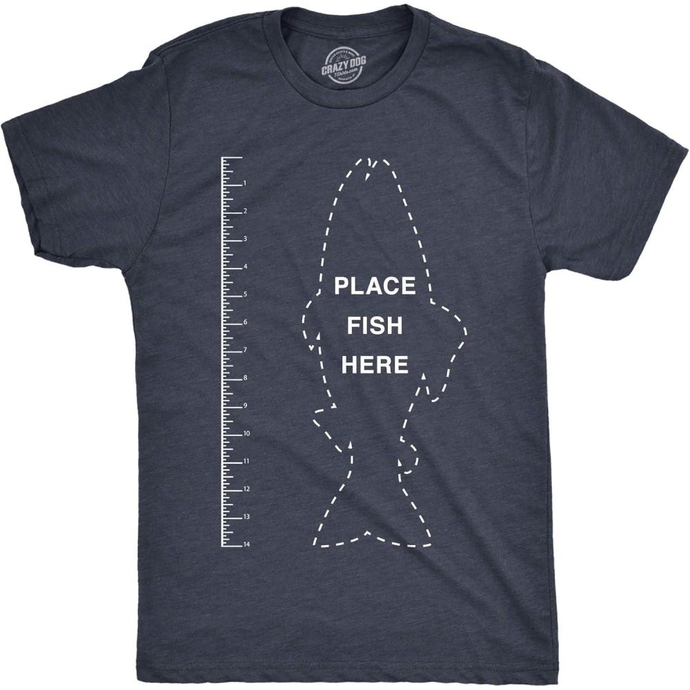 imageFunny Dad Shirts for Handyman Lawn and Garage Tees for Fathers Day Mechanic Shirts for DadsHeather Navy Fish Ruler