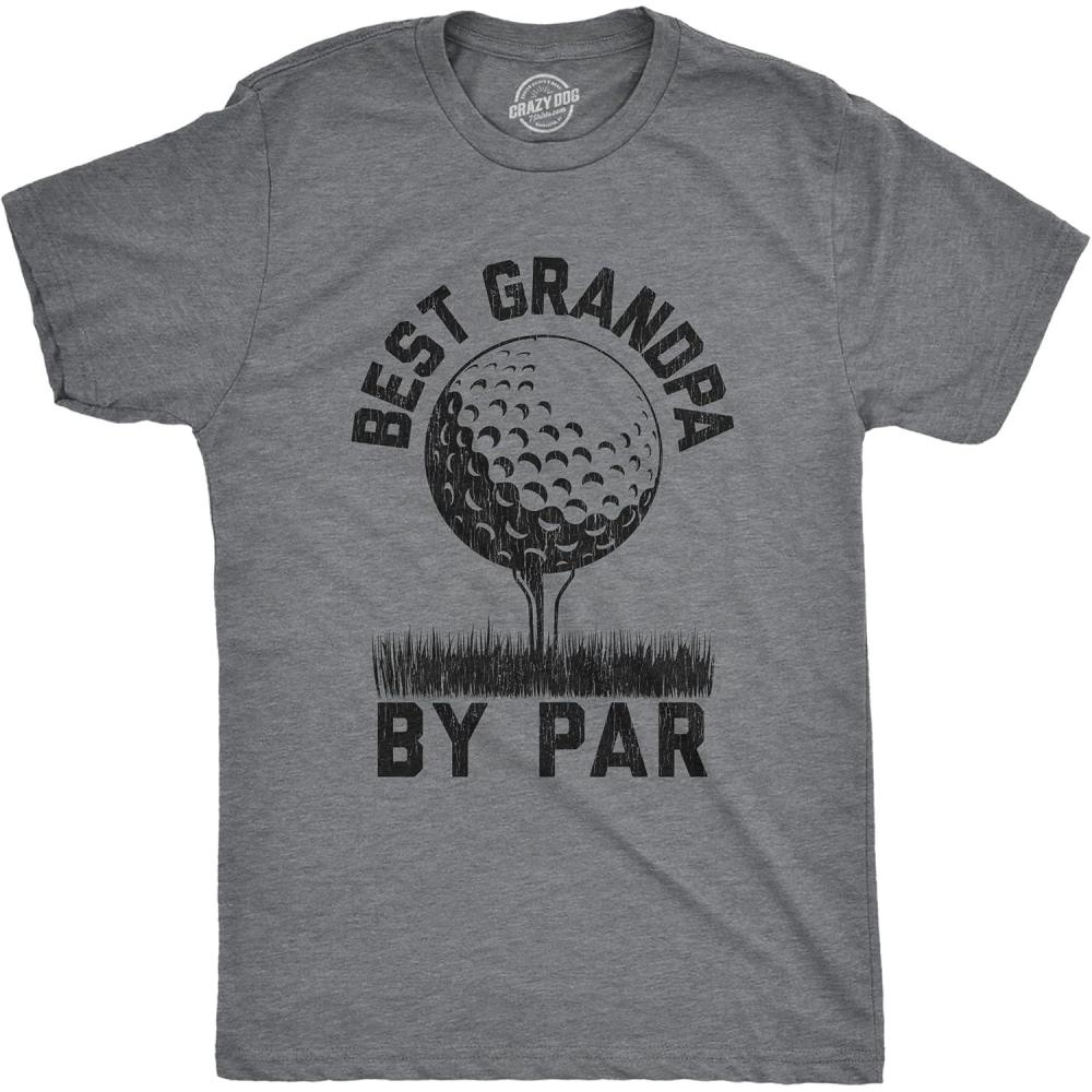 imageFunny Mens Golfing T Shirts Best Dad by Par and Other Graphic Golf Tees for DadsDark Heather Grey Grandpa By Par