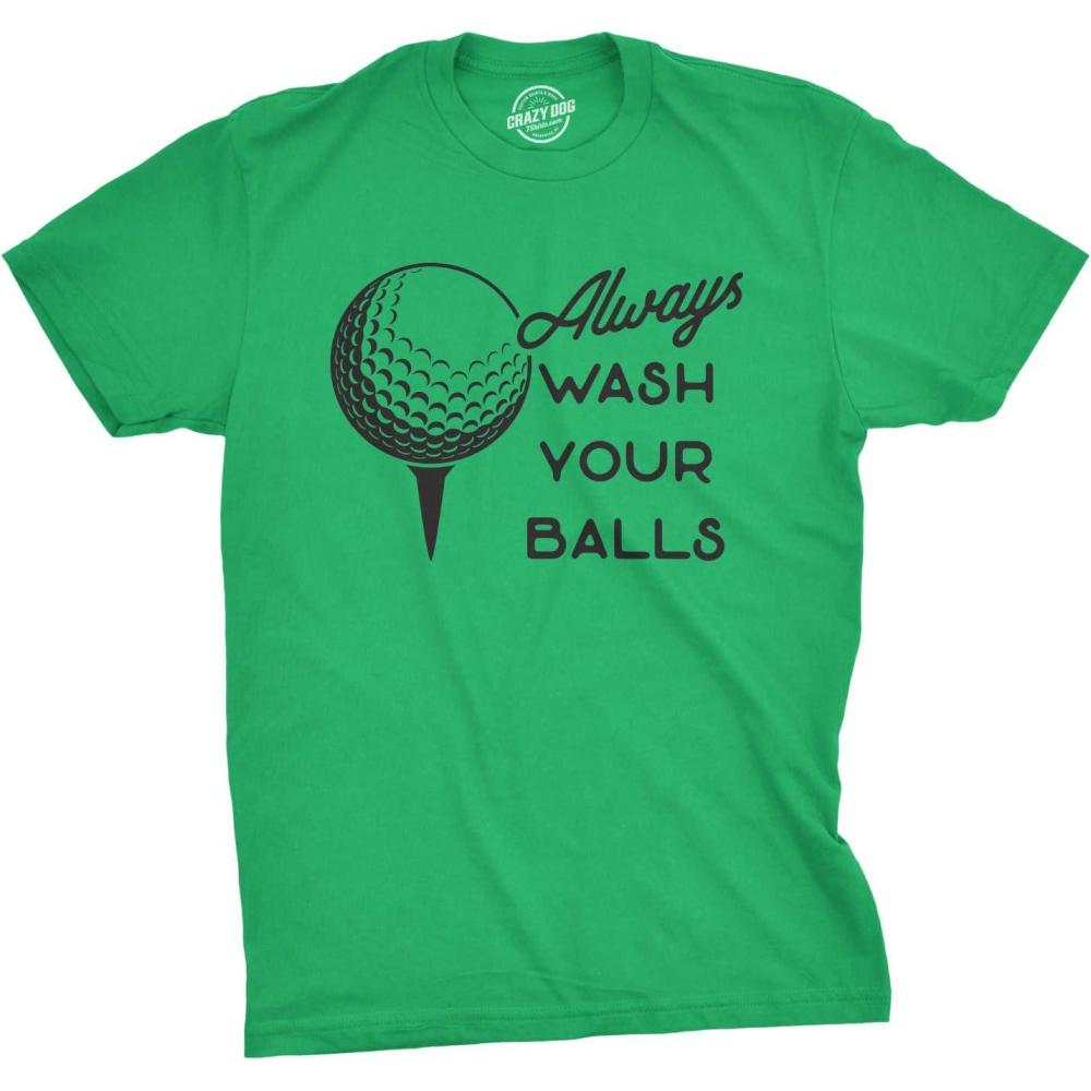 imageFunny Mens Golfing T Shirts Best Dad by Par and Other Graphic Golf Tees for DadsHeather Green Wash Your Balls