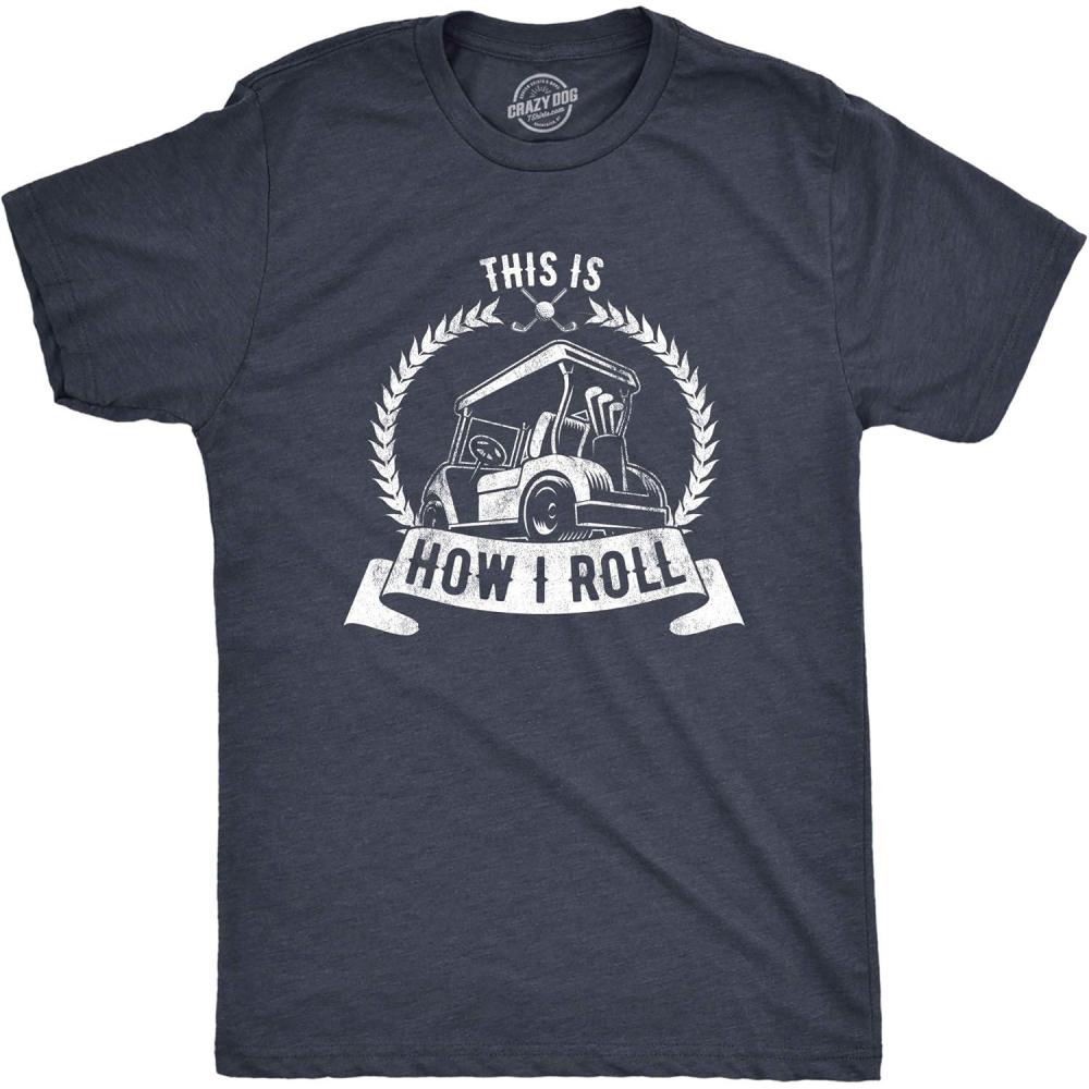 imageFunny Mens Golfing T Shirts Best Dad by Par and Other Graphic Golf Tees for DadsHeather Navy How I Roll