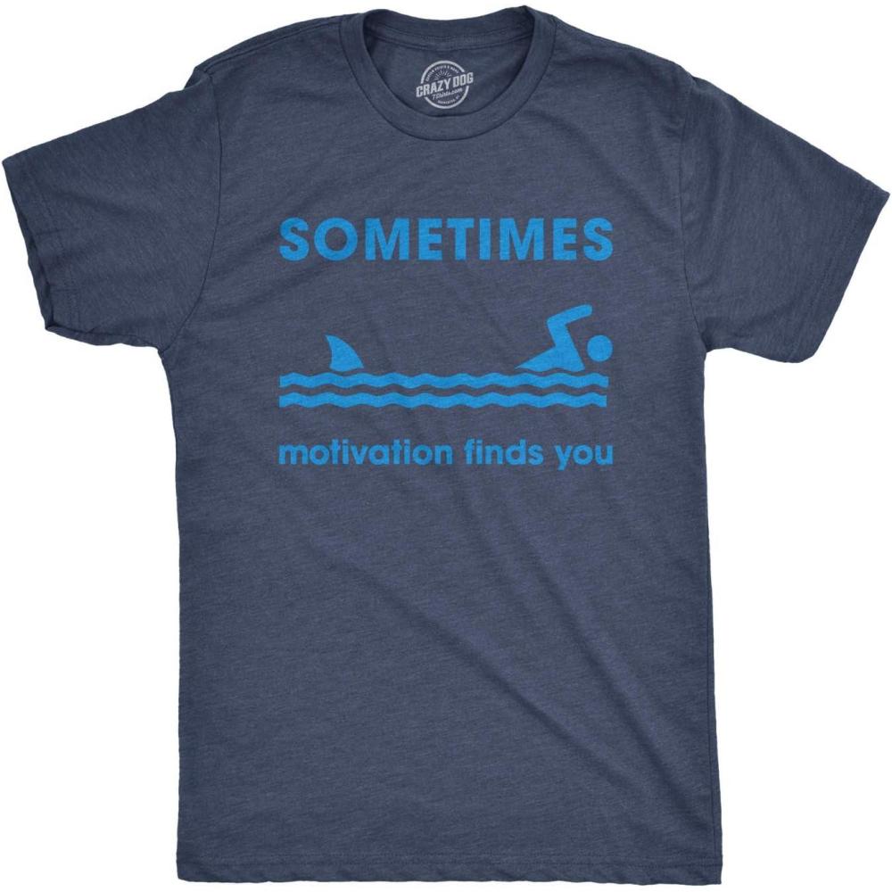 imageFunny Shark T Shirts for Men Jaws Shirts for Guys Funny Graphic Tees for Shark WeekHeather Navy Motivation Shark