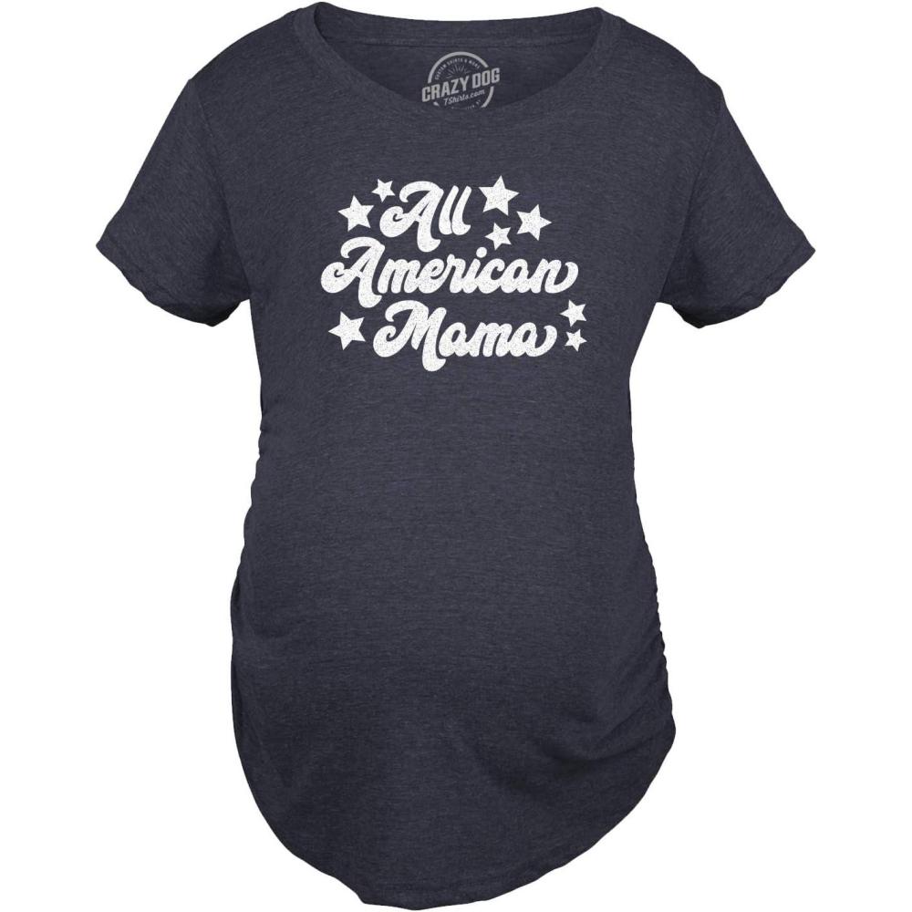 imageMaternity All American Mama T Shirt Cute 4th of July Pregnancy TeeHeather Navy