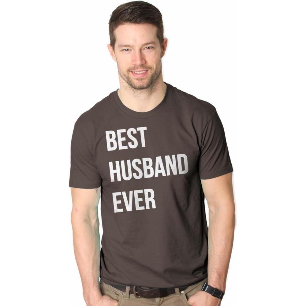 imageMens Best Husband Ever T Shirt Funny Saying Novelty Tee Gift for Dad Cool HumorBrown