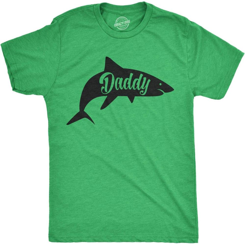 imageMens Daddy Shark T Shirt Cute Funny Family Cool Best Dad Vacation Tee for GuysHeather Green  Daddy Shark