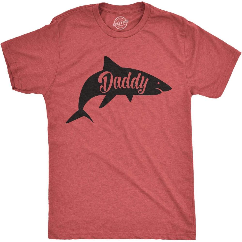 imageMens Daddy Shark T Shirt Cute Funny Family Cool Best Dad Vacation Tee for GuysHeather Red  Daddy Shark