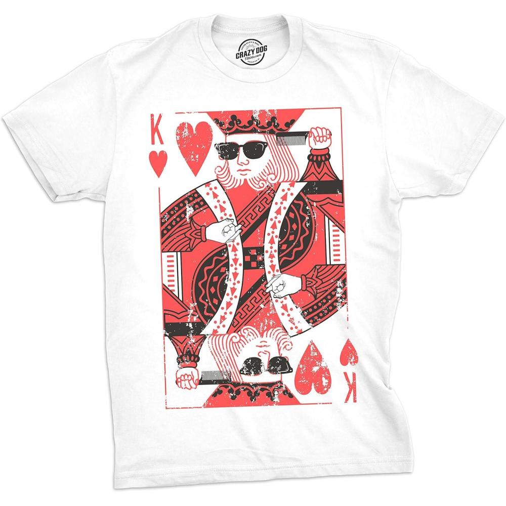 imageMens King of Hearts T Shirt Cool Vintage Graphic Novelty Retro Tee for GuysWhite