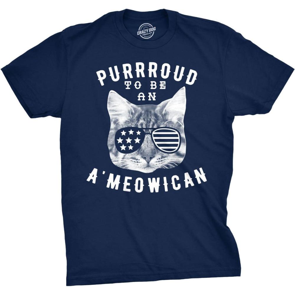 imageMens Purroud to Be an Ameowican T Shirt Funny 4th of July Cat Tee for GuysNavy