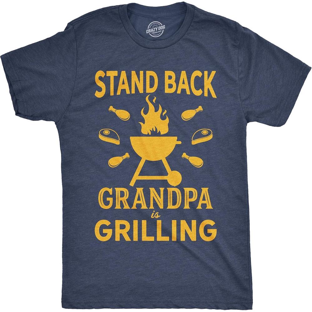 imageMens Stand Back Grandpa is Grilling T Shirt Funny Fathers Day BBQ Tee for GuysHeather Navy Grandpa Grilling