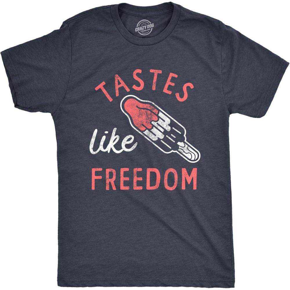 imageMens Tastes Like Freedom T Shirt Funny Cool Fourth of July Party Popsicle Tee for GuysHeather Navy