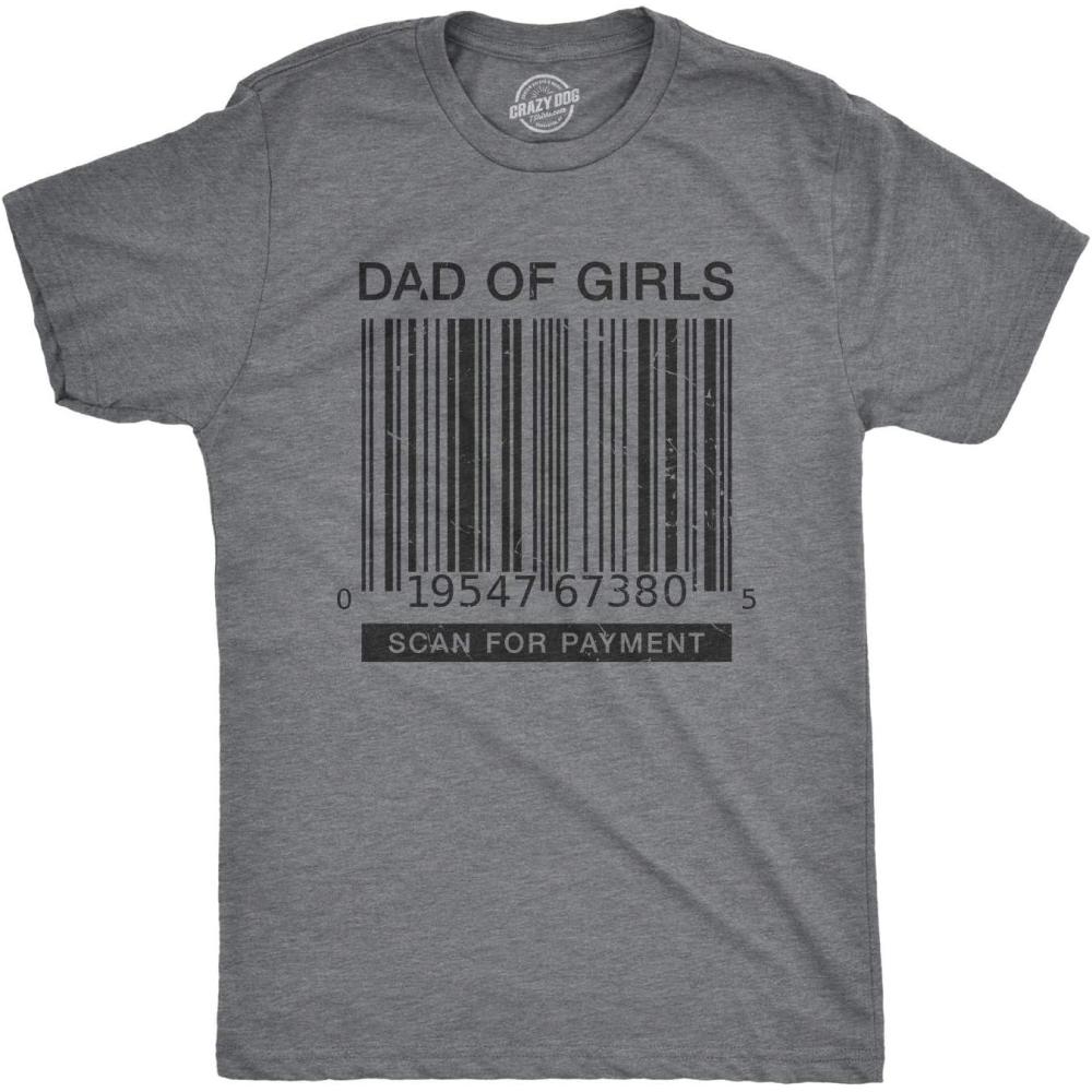imageMens You Cant Scare Me I Have A Daughter Boys Girls and More T Shirts Funny Dad Tees for Fathers DayDark Heather Grey Girls Barcode