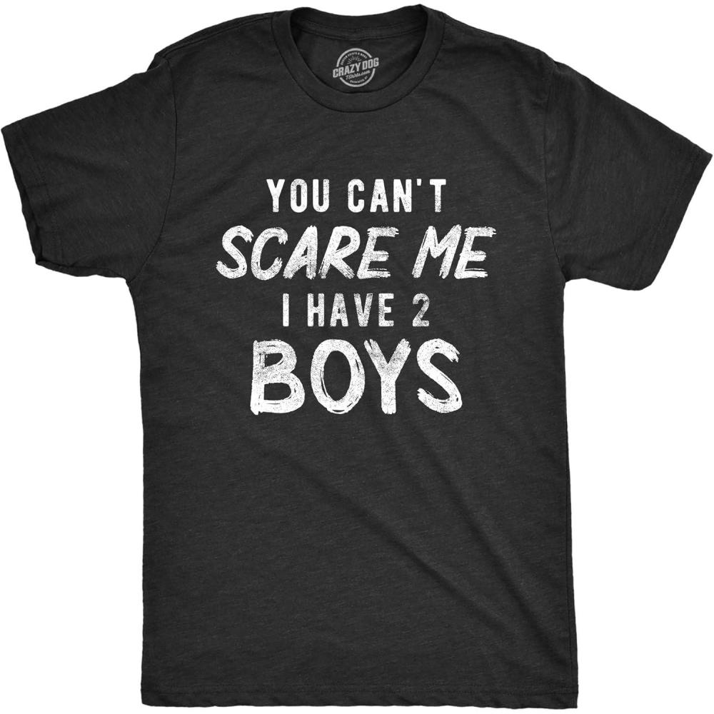 imageMens You Cant Scare Me I Have A Daughter Boys Girls and More T Shirts Funny Dad Tees for Fathers DayHeather Black Two Boys
