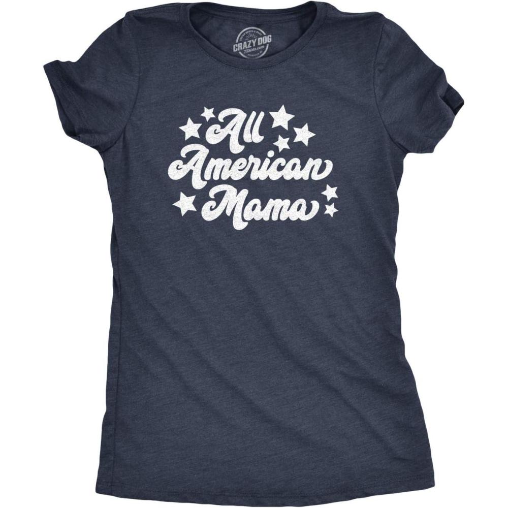 imageWomens All American Mama T Shirt Cute Patriotic TeeHeather Navy