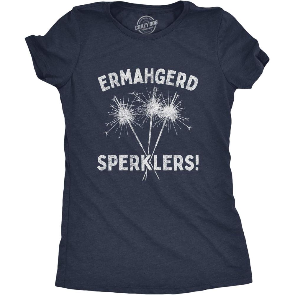 imageWomens Ermahgerd Sperklers T Shirt Funny 4th of July Fireworks Sparklers Graphic Novelty TeeHeather Navy