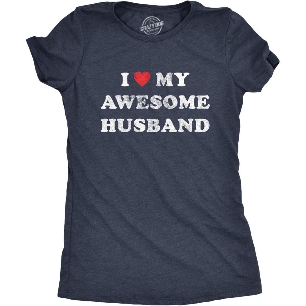 imageWomens I Love My Awesome Husband T Shirt Cute Relationship Married TeeHeather Navy
