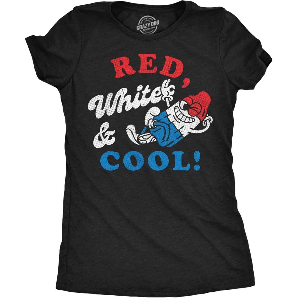 imageWomens Patriotic T Shirts Funny Fourth of July Tees for Women on Independence DayHeather Black Red White Cool