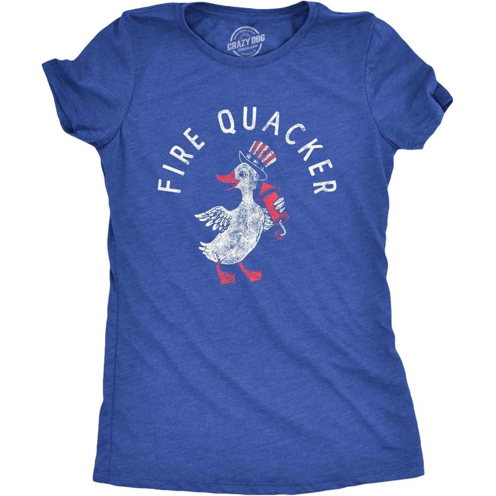 imageWomens Patriotic T Shirts Funny Fourth of July Tees for Women on Independence DayHeather Royal Fire Quacker