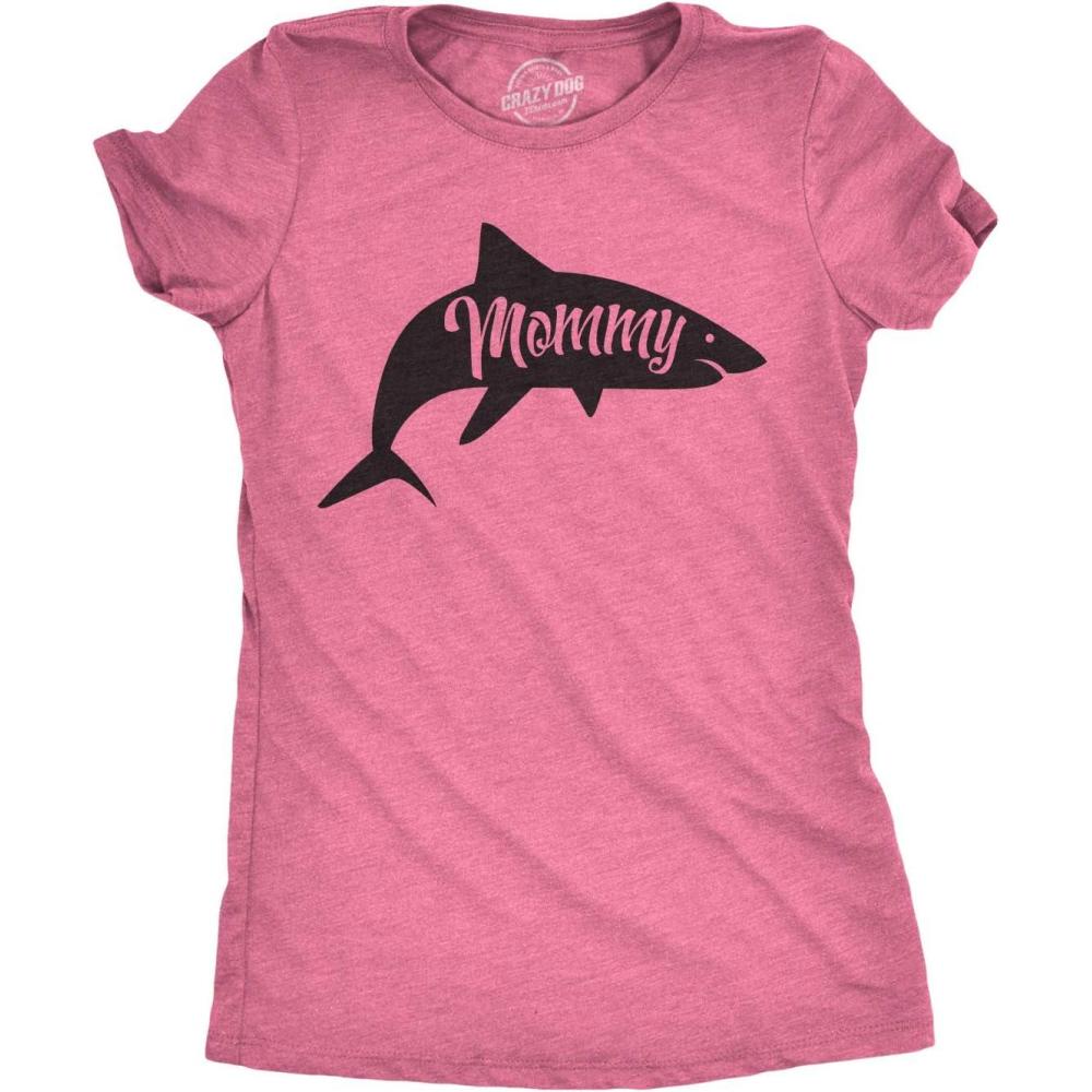 imageWomens Peace Love Tacos T Shirt Funny Saying Cute Graphic Vintage Ladies DesignHeather Pink Mommy Shark