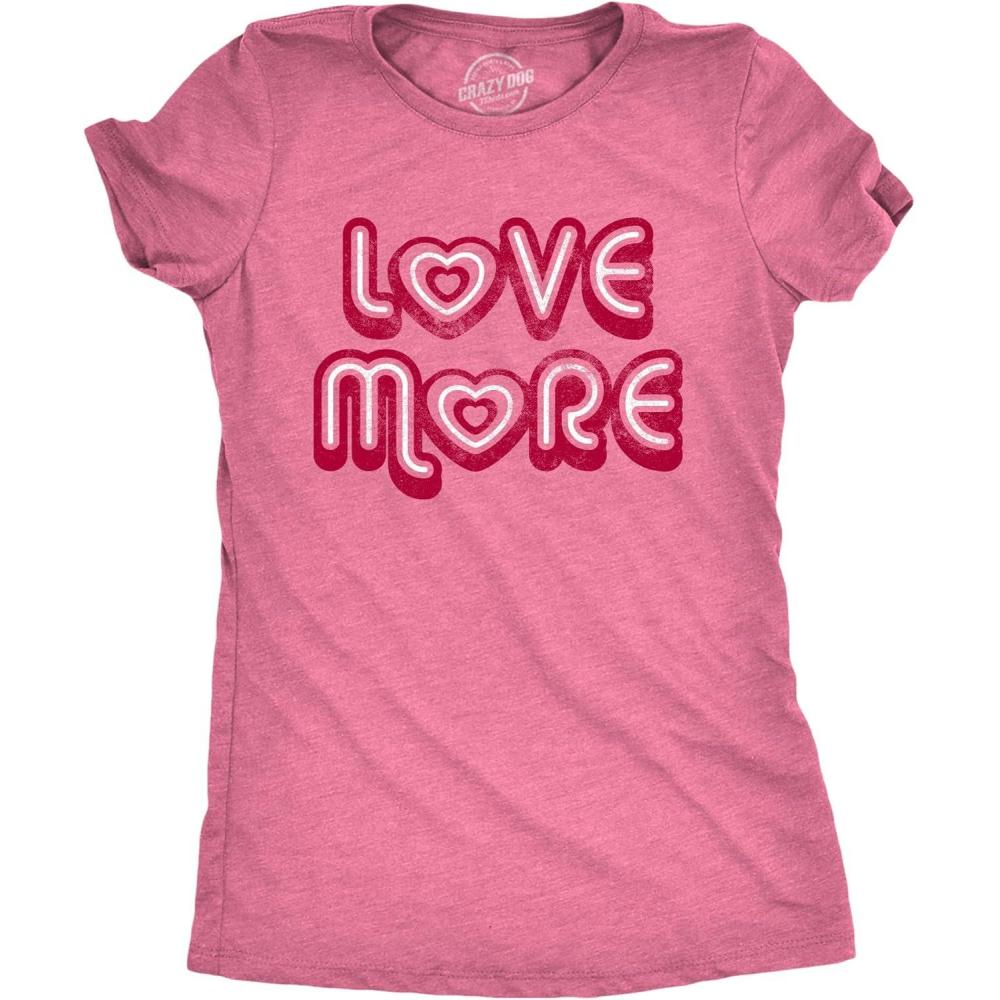 imageWomens Valentines Shirts Cute Heart T Shirts Funny Valentines Day Tees for LadiesHeather Pink  Love More