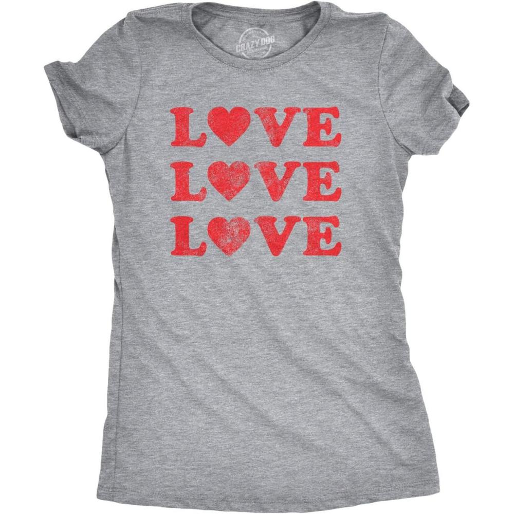 imageWomens Valentines Shirts Cute Heart T Shirts Funny Valentines Day Tees for LadiesLight Heather Grey  Love 3x