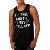 Crazy Dog Mens I Flexed and The Sleeves Fell Off Tank Top Funny Gym Workout Tee(Black)