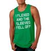 Crazy Dog Mens I Flexed and The Sleeves Fell Off Tank Top Funny Gym Workout Tee(Green)