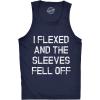 Crazy Dog Mens I Flexed and The Sleeves Fell Off Tank Top Funny Gym Workout Tee(Navy)