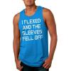 Crazy Dog Mens I Flexed and The Sleeves Fell Off Tank Top Funny Gym Workout Tee(Turquoise)