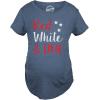 Crazy Dog T-Shirts Maternity Red White and Due Pregnancy T Shirt Cute Patriotic Baby Tee for Baby Bump(Heather Navy)