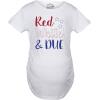 Crazy Dog T-Shirts Maternity Red White and Due Pregnancy T Shirt Cute Patriotic Baby Tee for Baby Bump(White)
