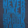 Funny Shark T Shirts for Men Jaws Shirts for Guys Funny Graphic Tees for Shark Week(Heather Navy – Dog Named Shark)